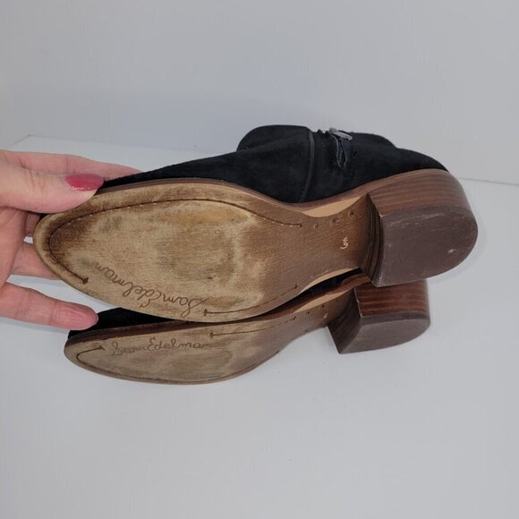 Sam Edelman Petty Black Suede Ankle Booties Side Zip Women's Size 6.5M - Picture 9 of 12